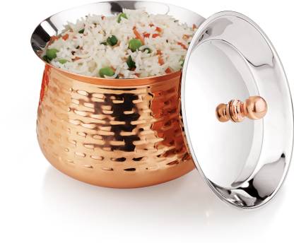 MUKTI STEEL Serving Handi, Mudhiras Golden Curry & Rice Pot - 2250ml Pot 16.5 cm diameter 2.25 L capacity with Lid