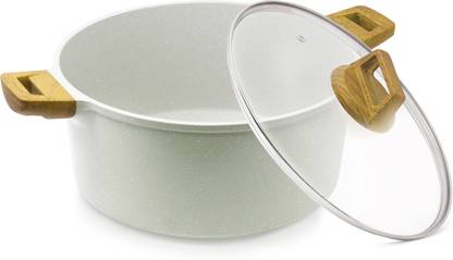BERGNER Naturally Cast Aluminum 32cm Casserole with Glass Lid | Less Oil Use | Casserole Handi 9 L with Lid