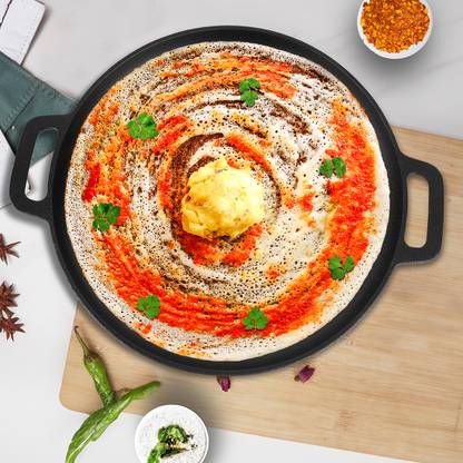 Solara Premium Cast Iron Dosa Tawa 12" Inch(30.5 CM) with 2 Loops, Tawa 30.5 cm diameter