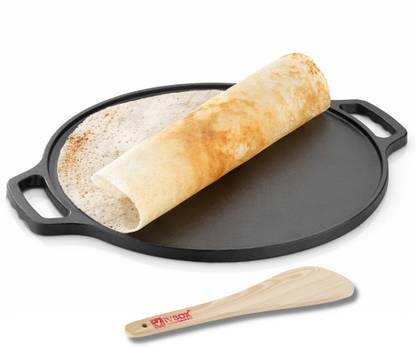 iVBOX Vintage-DH 30cm Flat Dosa Tava, Pre-Seasoned Cast-Iron Cookware Tawa 30 cm diameter