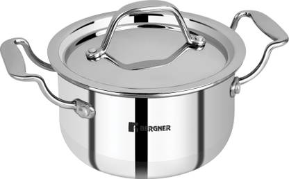 BERGNER Argent Mini TriPly Casserole Induction Bottom Pot 12 cm diameter 0.8 L capacity with Lid