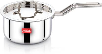 AVIAS AVI3 Triply Sauce Pan with SS lid, Induction Base, 3 Layer, Steel Casted Handles Pot 14 cm diameter 1.1 L capacity with Lid