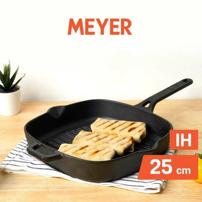 Meyer Pre-Seasoned Cast Iron Grill Pan Grill Pan 25 cm diameter 1.5 L capacity