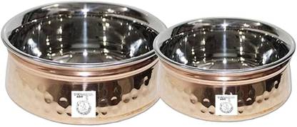 Thathera Copper Handis Serving Set Traditional Design Handi 0.3 L, 0.4 L