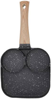 KRESHU Non Stick 3 Holes Frying Pan 3-in-1 Breakfast Egg ,Pan with Bakelite Handle Pan Pot 12 cm diameter 1 L capacity with Lid