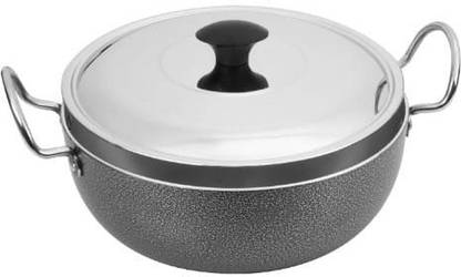 CARNIVAL Aluminium Coating induction Based Kadhai/Deep Kadhai With Stainless Steel Lid कढ़ाही 23 cm, 8 cm ढक्कन के साथ