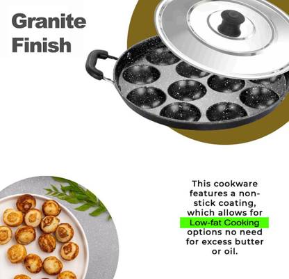 Swarambh Appam Patra with Lid / kulipaniyaram pan nonstick/ appe/ aapee Paniarakkal Paniarakkal with Lid 0.5 L capacity 23.5 cm diameter