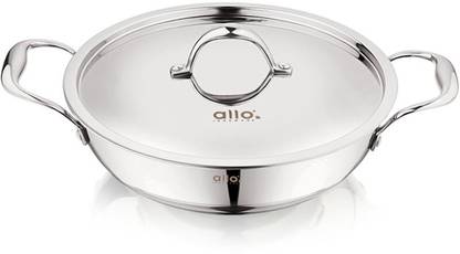 Allo Cooksafe Stainless Steel Naturally Non Stick Friendly Kadhai 18 cm diameter with Lid 1.2 L capacity