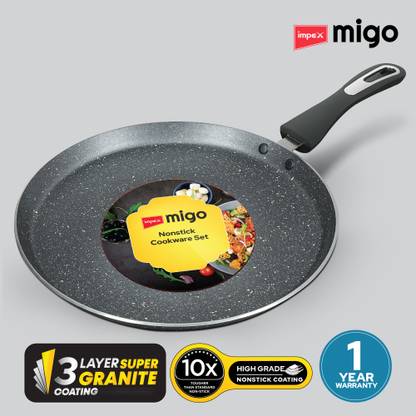 IMPEX Granite Nonstick Tawa 26 cm, 3 Layer Super Granite, 2.6mm thick Tawa 26 cm diameter