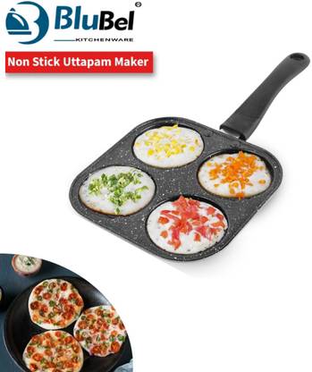 Blu Bel Multi Snack Pan 4 in 1 Mini Uthpam Pancake/Omelette Pan/Mini Grill Pan/Fried Egg Pancake Pan 19.5 cm diameter 0.5 L capacity