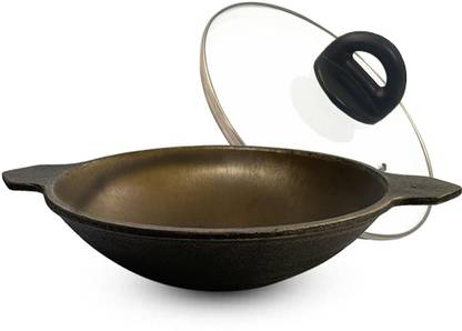 The Indus Valley Super Smooth Cast Iron Appam Pan with Glass Lid - 8.7 inch Appachatty with Lid 0 L capacity 22 cm diameter