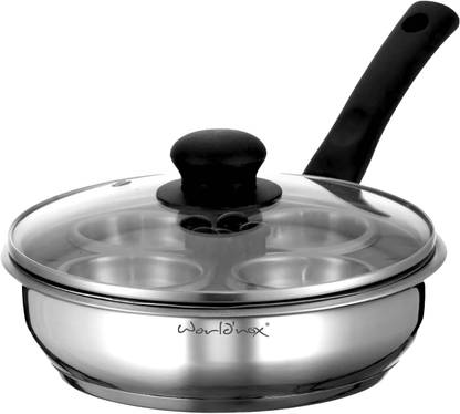 worldnox 2 in 1 Multi Fry Pan | Home Idle Maker & Deep Fry Pan Fry Pan 22 cm diameter with Lid 1.7 L capacity