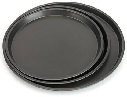 RBGIIT PZ_A04P 3 Pic Pizza Tawa And Pizza Pan Carbon Steel Pizza Pan Tray for Baking in Microwave Oven Non Stick Set of 3 Black (20 - 23 - 25 cm) Pizza Pan Tray for Baking in Microwave Oven Non Stick Set of 3 Pizza Tray | Carbon Steel Non-Stick Bakeware | Round Shape Plate | Cake Pizza Pan Baking Mould | Used in Microwave Oven, OTG | Baking Tools Tawa 23 cm, 25 cm, 20 cm diameter