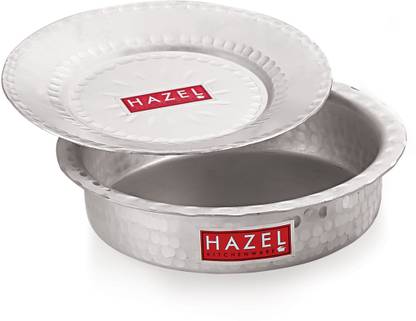 HAZEL Aluminium Langdi Patila Pot With Lid Hammered Finish Round Bottom Boiling Tope Vessels Bhagona Dekchi, 23 cm, 1700 ML टॉप ढक्कन के साथ