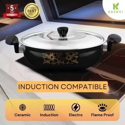 Kashvi Premium 26 cm Diameter Cast Iron Kadai/Kadhai/Karahi with 3.5 L Capacity Kadhai 26 cm diameter with Lid 3.5 L capacity