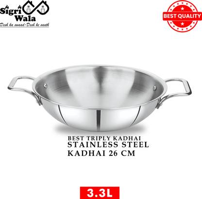 Sigri-wala Cook Healthy 26 Kadhai 26 cm diameter 3.3 L capacity