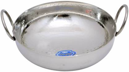 darpan Stainless Steel Deep-Fry Pan, Kadhai With Handle Kadhai 21 cm diameter 1.2 L capacity