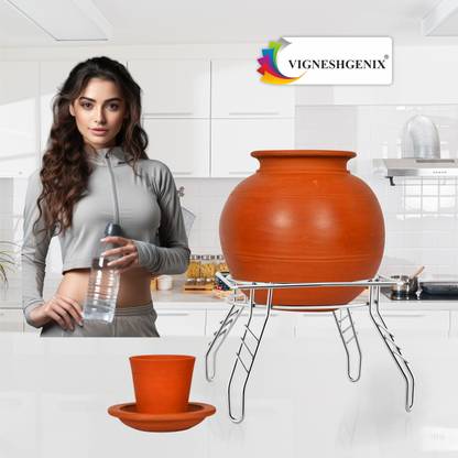 VIGSHRISE Fancy Water Pot and Matka Stand Stainless Steel Pot Stand Kitchen Matka Stand Plant Container Set