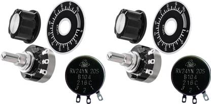 VAHISSH LIFE INC Two (2) Sets of 100k Ohm B104 Potentiometer of RV24YN20S, Dial plate & A-03 knob Rotary Potentiometer