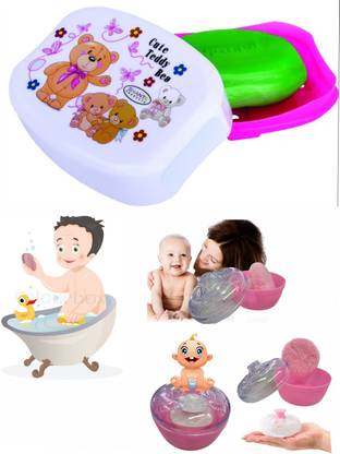 DOCTORGENTLE baby Portable Bath soap box with Powder Box 2 in1 Set