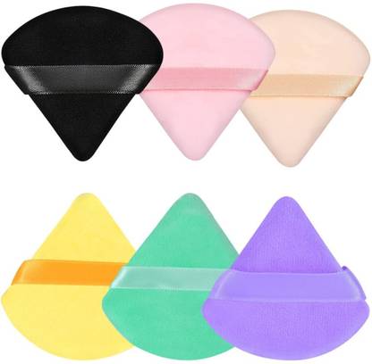 Plusbeauty TRIANGLE POWDER PUFF MAKEUP SPONGE PIZZA PUFF PACK OF 6