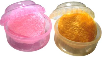 ShilpoKuthi Baby Powder Puff with Storage Container, Clear Lid, BPA-Free
