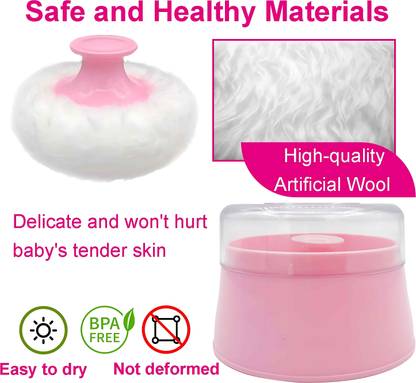 kidssmilez Portable Baby Powder Puff with Box Holder Container for Baby Face and Body