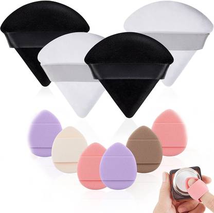 KIRA 4Pcs Triangle Makeup Puff, 6Pcs Finger Puff, for Beauty Blender Makeup Tool