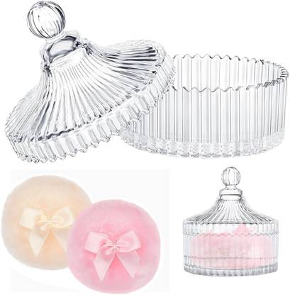 SERPLEX Baby Powder Puff Pads and Storage Holder with Lid Ultra Soft Plush Padded Puff