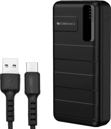 ZEBRONICS 20000 mAh Power Bank (22.5 W, Fast Charging)  (Black, Lithium Polymer)