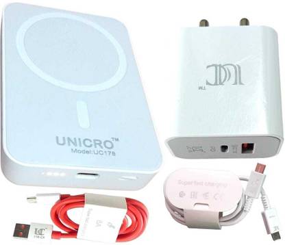 UNICRO 10000 mAh 22.5 W Wired & Wireless With MagSafe Compact Pocket Size Power Bank