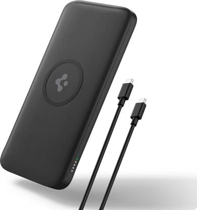 Spigen 10000 mAh Wireless Power Bank (20 W, Power Delivery 3.0)  (Black, Lithium Polymer)