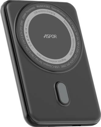 Aspor 10000 mAh 20 W Wired & Wireless With MagSafe Compact Pocket Size Power Bank