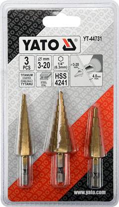 YATO 1/4 inch HSS 4241 Titanium Coated Step Drill Set YT-44731 Angle Drill