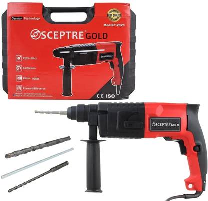 Sceptre Rotary Hammer Drill 800W Forward & Reverse Switch with Rotatable & Side Handle SP-2020 Pistol Grip Drill