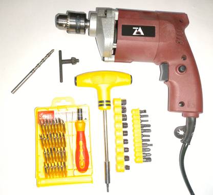 Flymoon 10mm drill machine 24pc Socket set, mobile kit, Masonry bit Set, tester 10mm drill machine 24pc Socket set, mobile kit, Masonry bit Set, tester Angle Drill