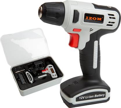 IZOM 12V Cordless Driver with Accessories IZ-CSD-12V-KIT Rechargeable Fixed Battery Cordless Screwdriver with Accessories. Cordless Drill