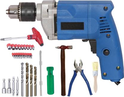 Digital Craft Electric Reversible Drill Machine 13MM,4 Utility Tools,T-Bar Socket Set Pistol Grip Drill