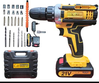 XLNT 21V CORDLESS DRILL MACHINE KIT x2-21V Battery Operated with 2 Speed and 25pc Accessories Cordless Drill