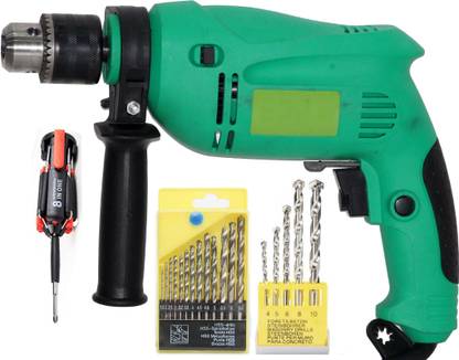 Digital Craft Makaai Impact Drilling Machine Multi-function Pistol Grip Electric Drill Machine With Drill Bit Sets For Metal Wood Concrete And LED 8 IN 1 Screwdriver Pistol Grip Drill