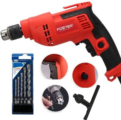 FOSTER FPD-010NX with 5 Drill Bits | Drill Machine for Home Use | 500W | Made in India | Copper Armature | Forward/Reverse | Variable speed Pistol Grip Drill