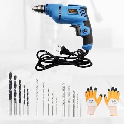 Hillgrove 500W Drill Machine with HSS+Wood+ Masonry Drill Bit Set for Making Holes in Metal/Wood/Concrete with Reverse Rotation and Variable Speed HGCM248M1 Pistol Grip Drill