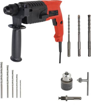 Hillgrove MCGH1022M6 20mm Hammer Impact Drill Machine Forward/Reverse Rotaion with Gloves, 3Pcs SDS Plus,Drill Chunk(13mm),SDS Adapter and 5Pcs Masonry Bits HMDC1015 Pistol Grip Drill