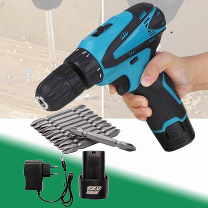 MLD Electric 12v cordless screwdriver drill machine With 2 battery tool kit set GM-533 10 mm Impact Driver Combo10Pcs PH2 +/+ Bit Set Cordless Drill