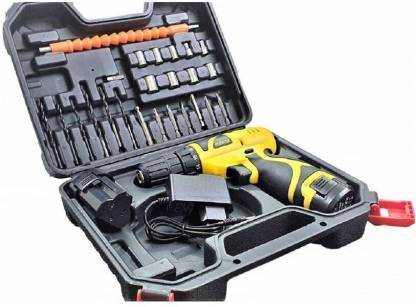 CHESTON ChestonCordless Drill Driver Kit with 24 accessories for drilling in WallWood,Metal and Screwdriver 10 mm Keyless Chuck with 2 batteries LED torch Reversible Variable Speed Cordless Drill