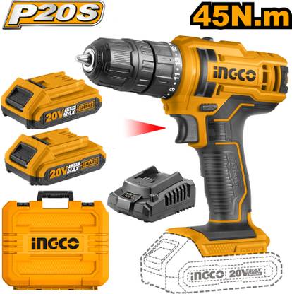 INGCO Power Tools 20V With 2 batteries Cordless Drill