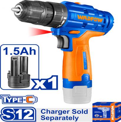 Wadfow 12V Cordless Drill Machine, 2-Speed, 15+1, 20Nm, with Battery, Cordless Drill Machine Cordless Drill