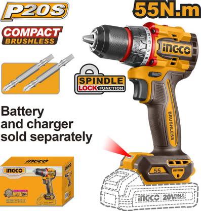 INGCO 55nm Compact Brushless Cordless Drill without Battery and Charger CDLI205581 Cordless Drill