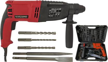 Inditrust 6-Month Warranty 1250w 100% Copper Winding Heavy duty 26mm Electric Reversible Rotary Hammer Machine with 5pc Bit set Pistol Grip Drill