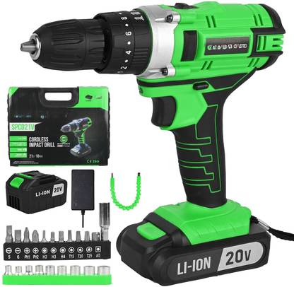 XDLB WERKIN 20V Cordless Impact Drill DIY & Home Variable Speed F/R-3/8" Chuck Driver Set Portable Tool Kit with 2 Batteries मैग्नेटिक ड्रिल
